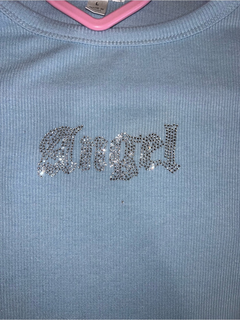 Baby Blue Angel Shirt With Bling